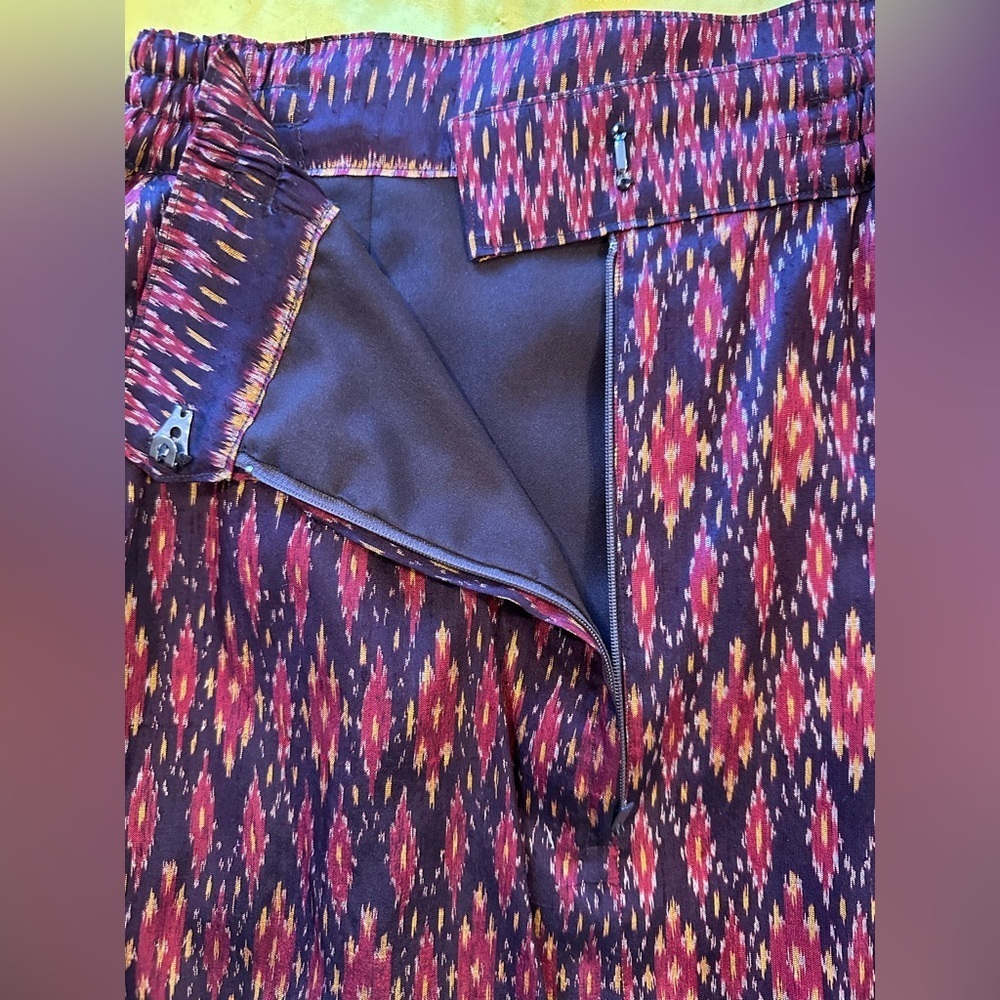 Vintage Alexandra Thai Silk Skirt Suit Set Jacket & Pencil Skirt Ikat Print Sz S - Picture 12 of 12